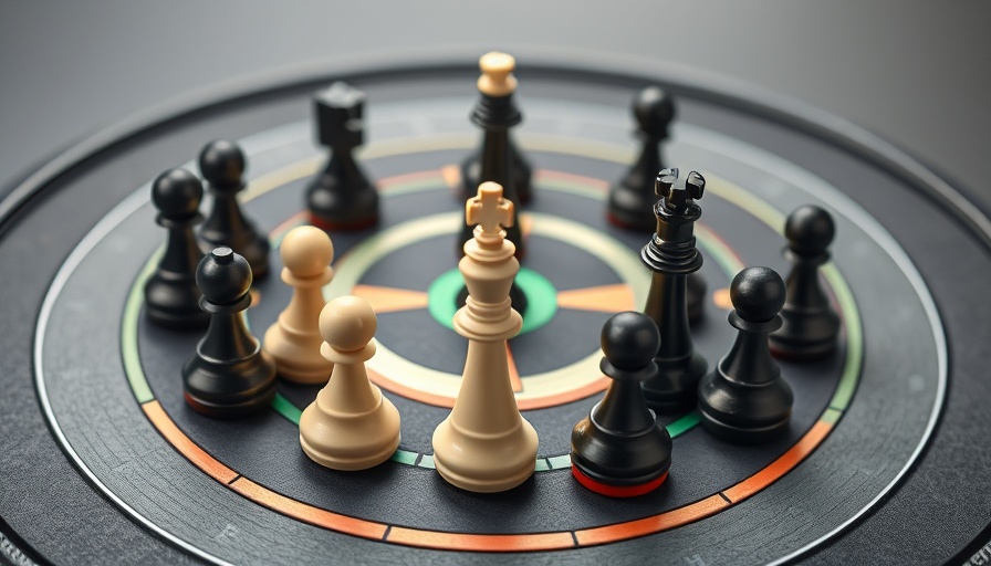 Chess pawns on dartboard symbolize building a successful international sales team.