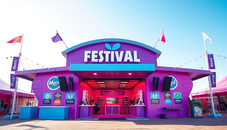 Coachella brand experiences booth with vibrant design.