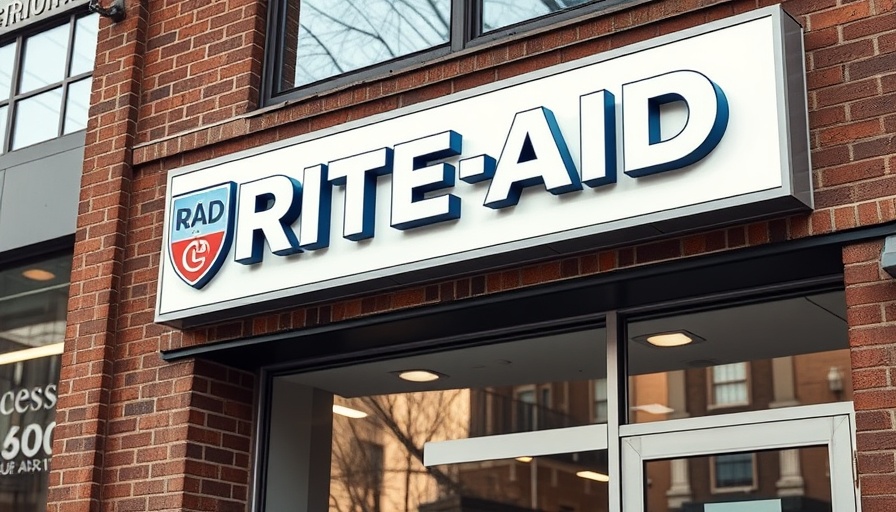 Rite Aid store sign on brick building illustrating retail impact.