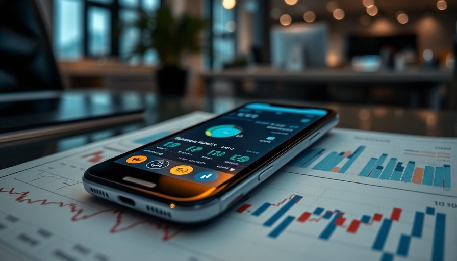 Smartphone on financial charts symbolizing tariff uncertainty and business investments.