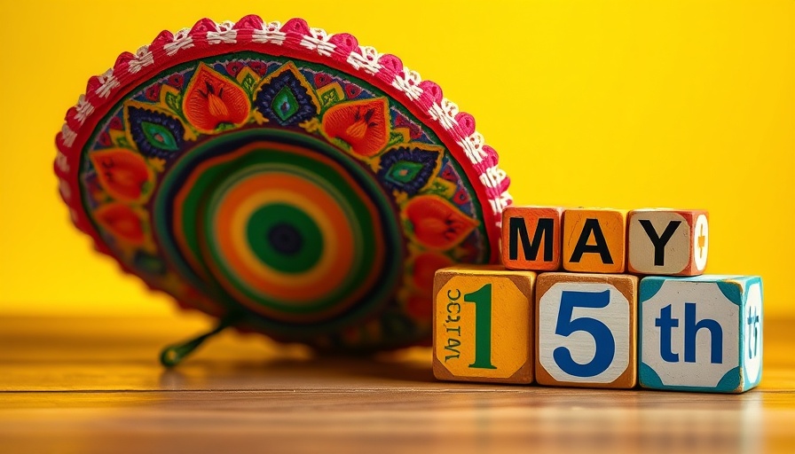 Colorful sombrero and calendar marking May 5th for Cinco de Mayo statistics.
