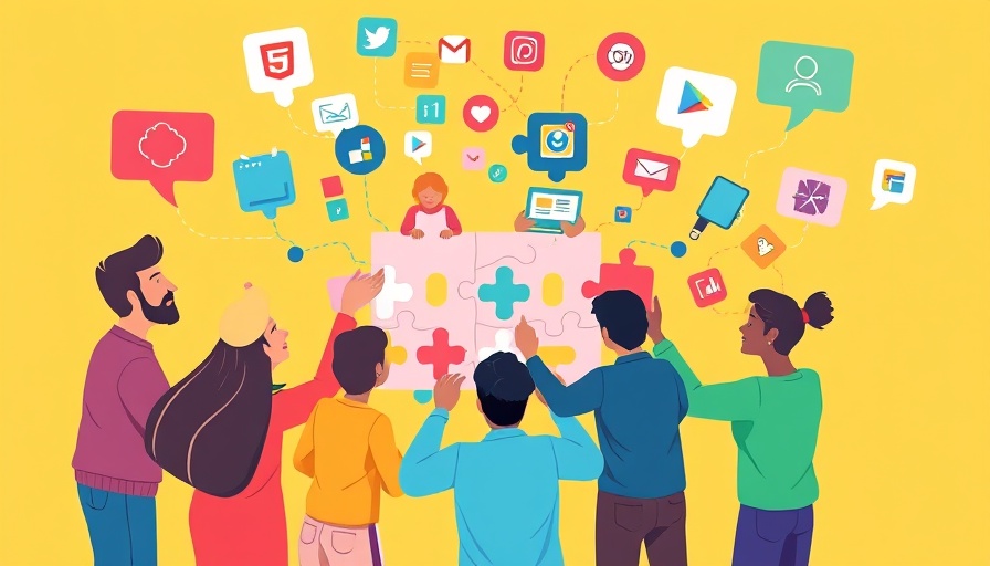 Illustration of diverse team collaborating with no-code tools.