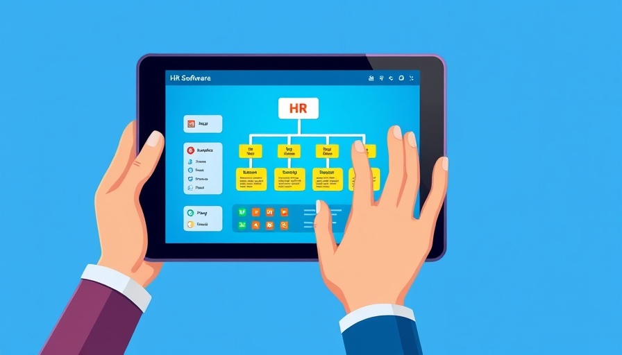Cartoon hands interacting with HR software on tablet, Malta.