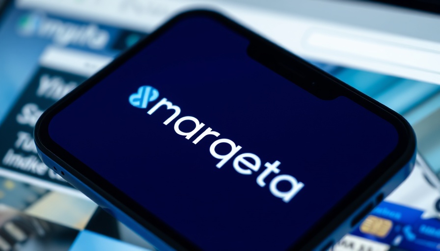 Marqeta logo on phone with finance site background, highlighting surge.