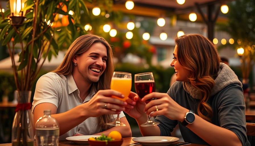 Happy couple toasting drinks on a date night in the Triangle.