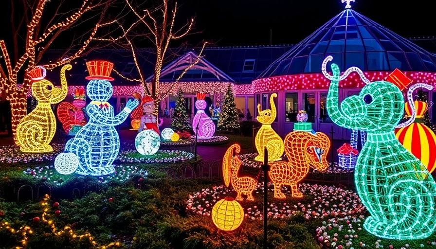 Festive local events with vibrant holiday light display.