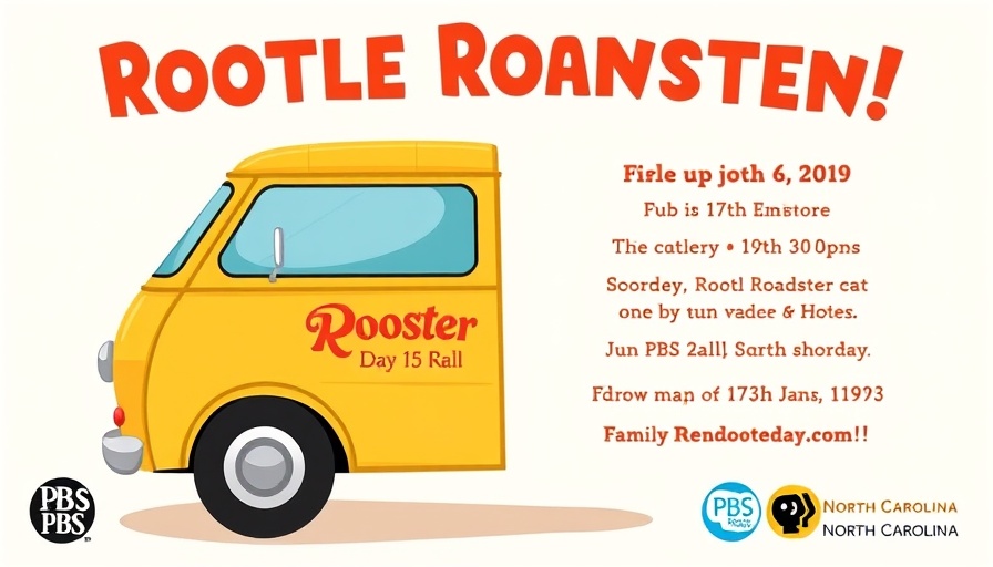 Rootle Roadster Tour Block Party invitation with cheerful design.