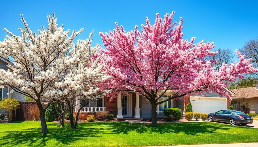 Charming house with spring blooms and green lawn.