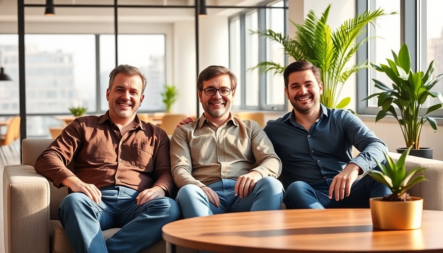 Smiling men in office discussing the benefits of being a private company
