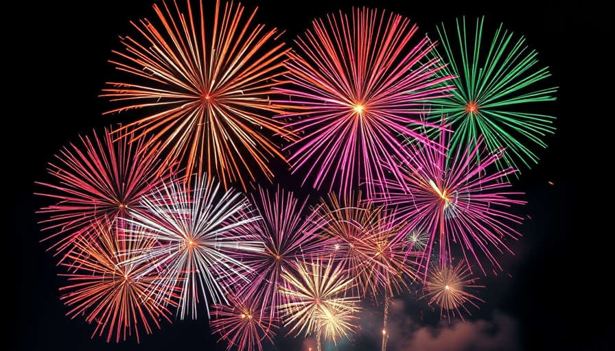 Raleigh 4th of July fireworks bursting in a colorful night sky.