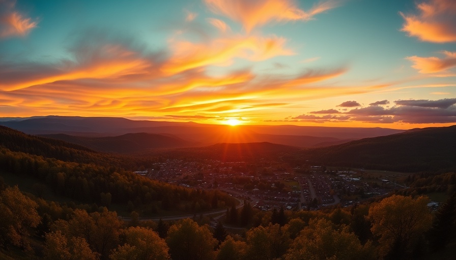 West Jefferson travel guide: Stunning sunset view of valley and hills.