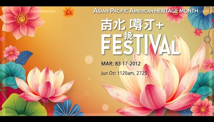 Colorful poster for Asian Pacific American Heritage Festival with floral design.