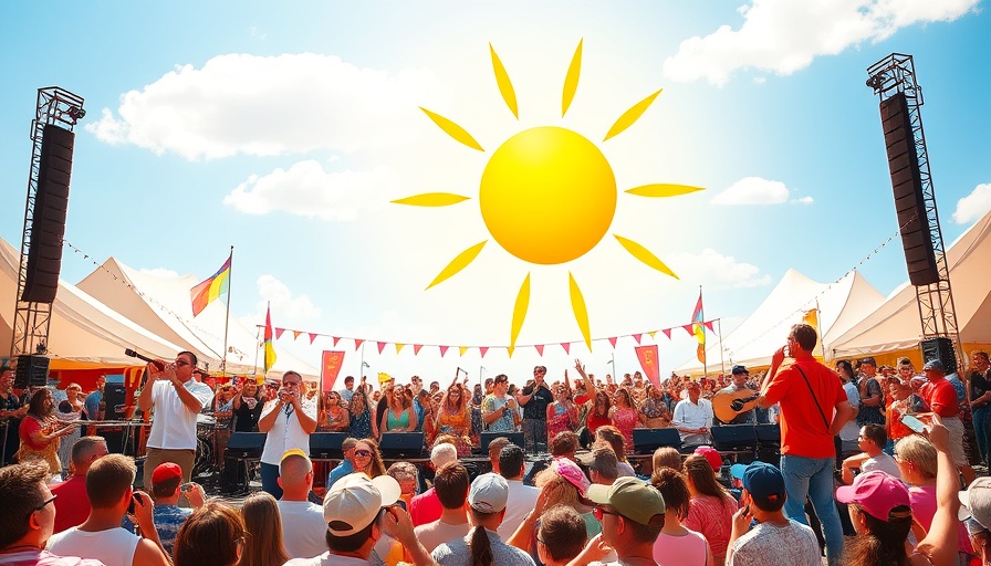 Outdoor concerts Triangle themed collage with vibrant summer concert scenes.