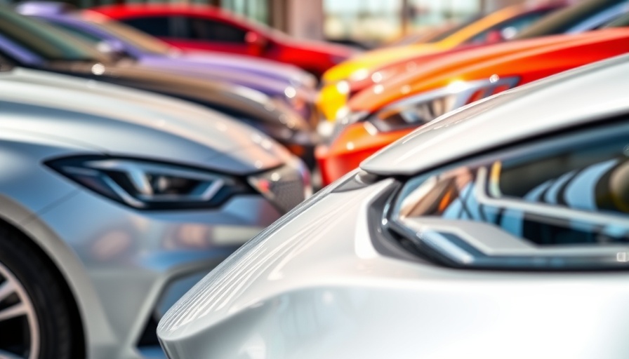 Close-up of new vehicle front ends in dealership lot, new vehicle transaction prices.