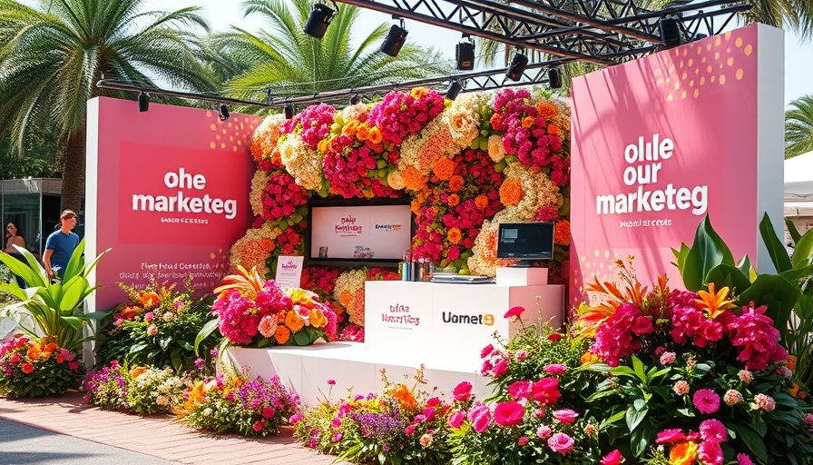 Experiential marketing display with vibrant floral design.