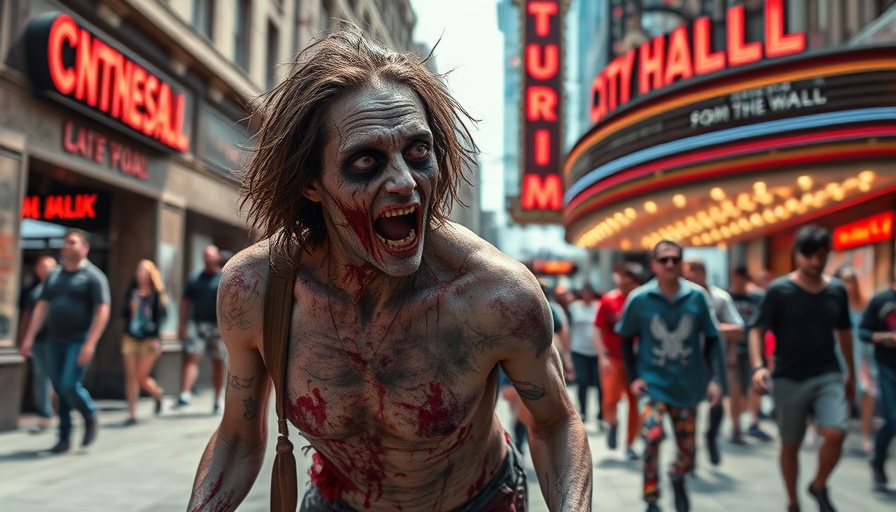 Zombie walk outside city hall representing demand generation strategies.
