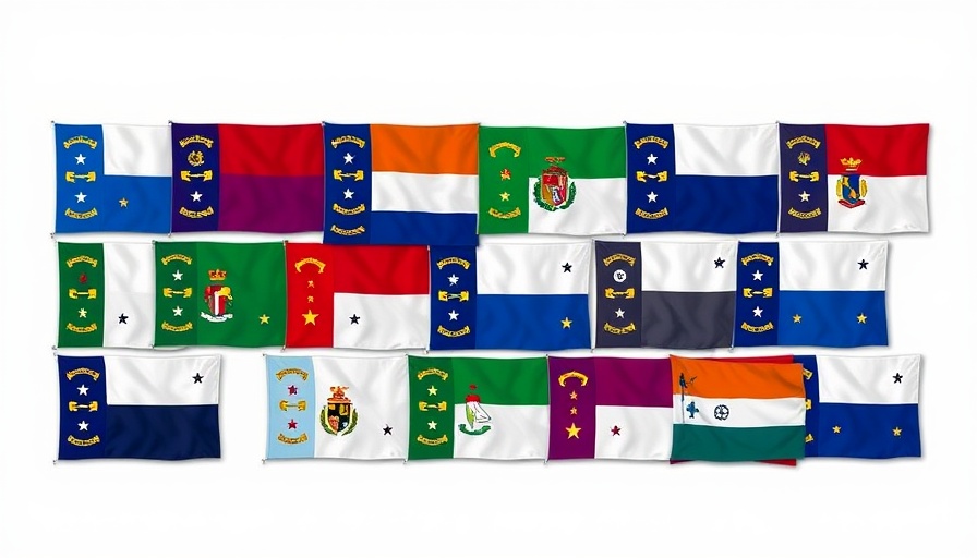 Colorful display of North Carolina county flags.