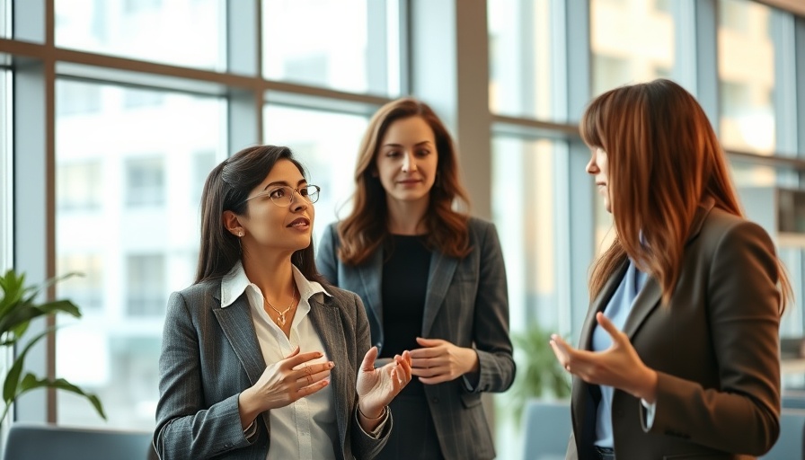 Confident woman discussing in office setting, symbolizing women-owned small businesses.