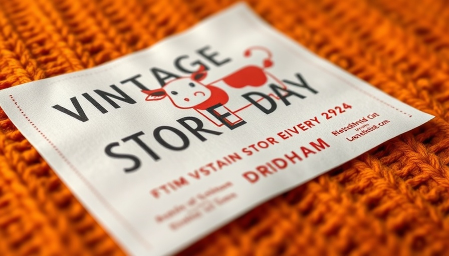 Vintage Store Day Durham poster with red cow illustration.