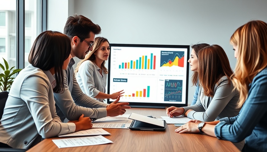Business meeting discussing how to charge for services with data analytics.