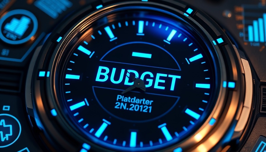 Futuristic budget dial with digital elements, Effective Budgeting Tips for Small Businesses.