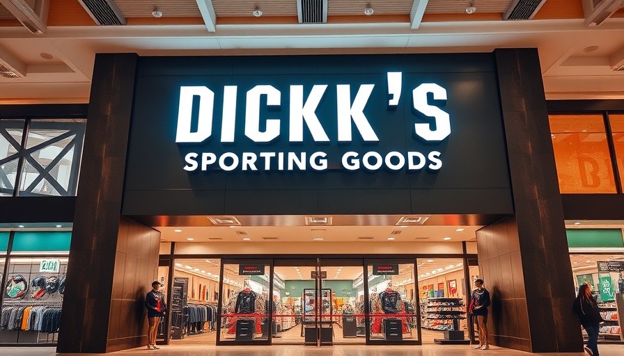 Illuminated Dick’s Sporting Goods store sign in shopping center.