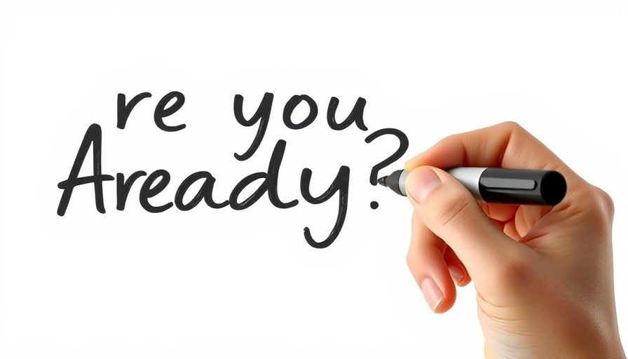 Handwriting: 'Are you ready?' on white background, hurricane preparedness for small business.
