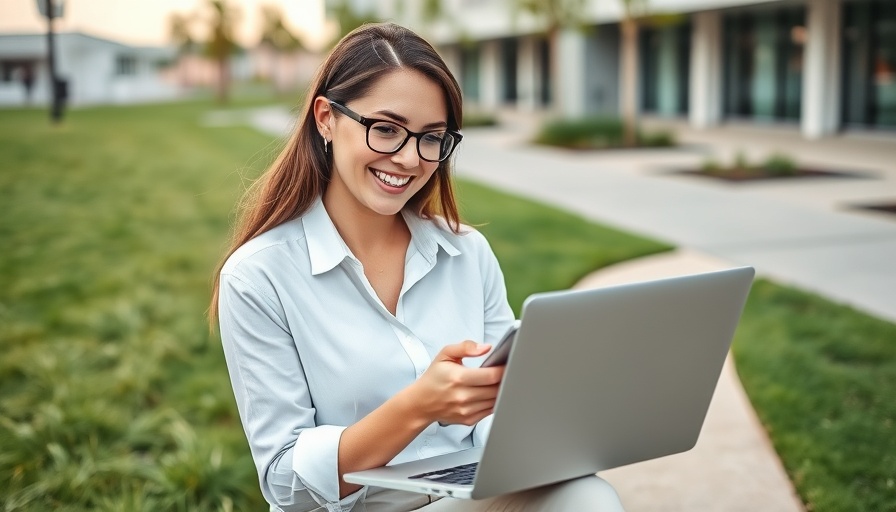 Solopreneur working outdoors on laptop and phone.