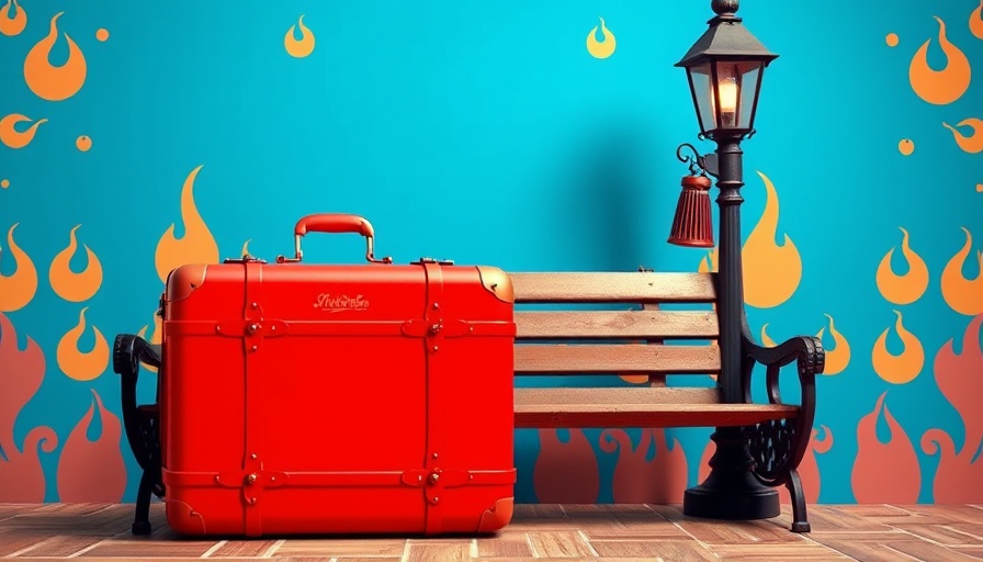 Triangle Sketch Comedy The Uproar show poster with red suitcase.