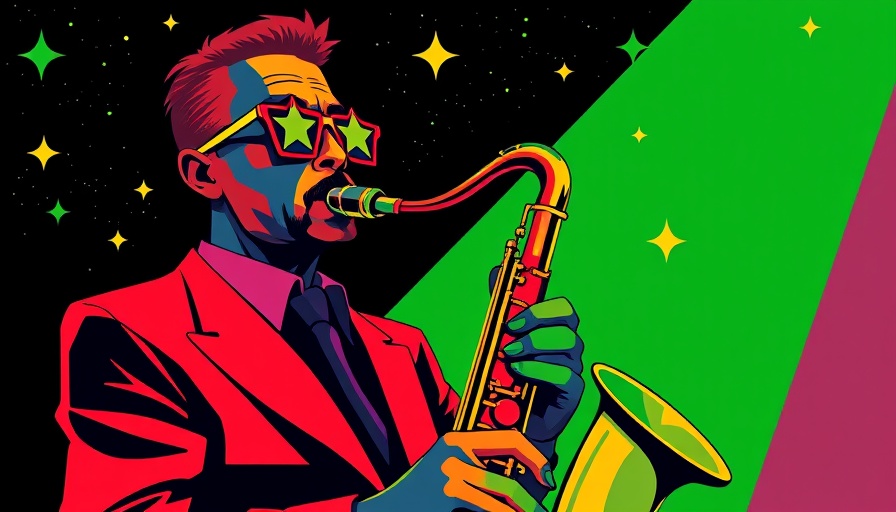 Abstract jazz musician art representing local events in the Triangle