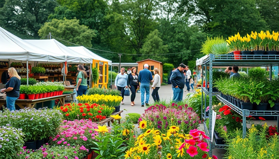 Open House and Native Plant Sale in Apex event display with colorful booths and flowers.