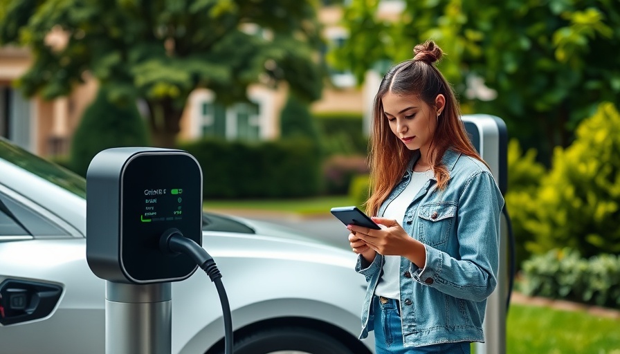 Young woman at Grizzl-E Smart Level 2 Charger with white car.
