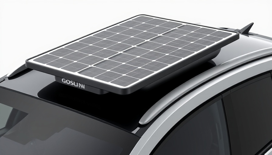 Close-up of Gosun rooftop solar EV charger on vehicle.