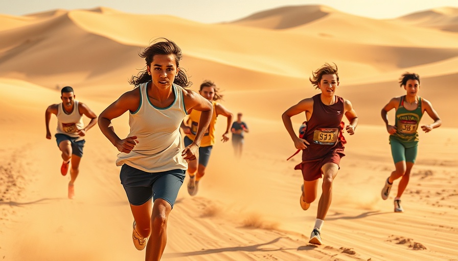 Athletes running in desert demonstrating sustainable innovation in fitness gear.