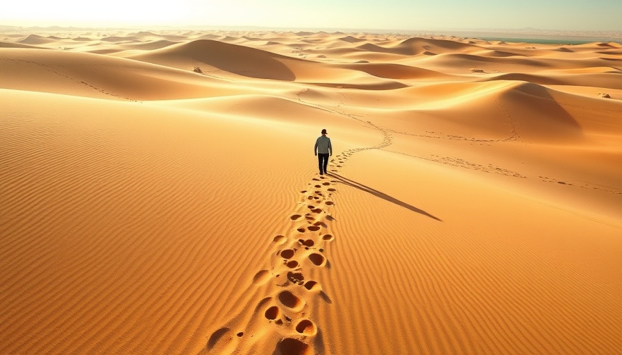 Person walking on desert dunes symbolizing staying motivated in a shifting ESG landscape.
