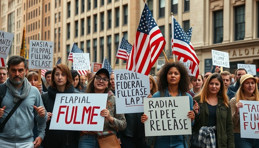 Protesters advocating for environmental grant funding restoration.