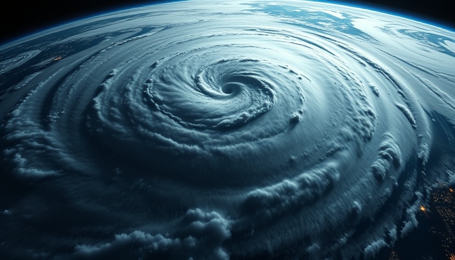 Massive hurricane over Atlantic in 2025 season, satellite view.