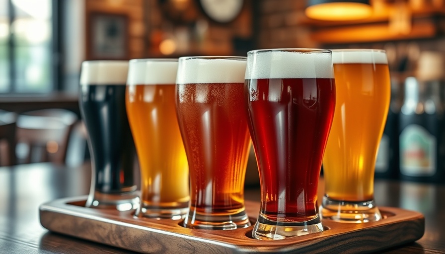Variety of beers in glasses showcasing different shades and foam.