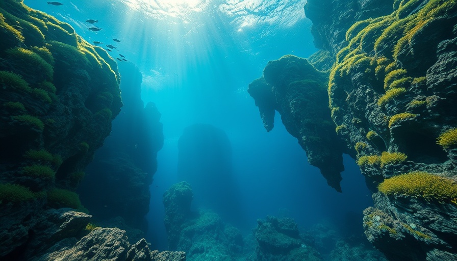 Impact of ocean darkening on marine life with rocky seabed and fish.