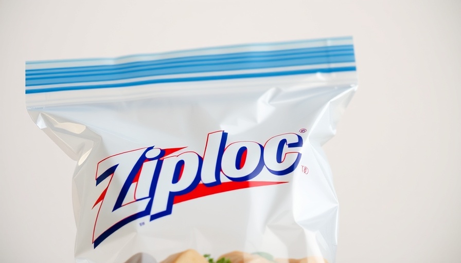 Close-up of Ziploc food storage bag highlighting packaging.
