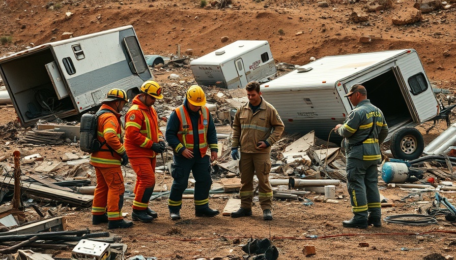 Emergency responders assess disaster scene with overturned trailers – Trump weans off of FEMA.