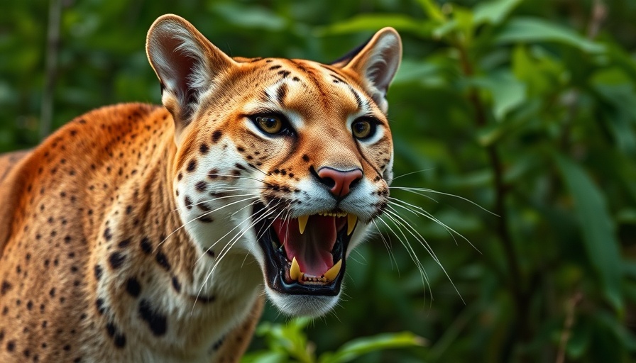Intense cougar amid Florida's dense greenery for wildlife conservation.