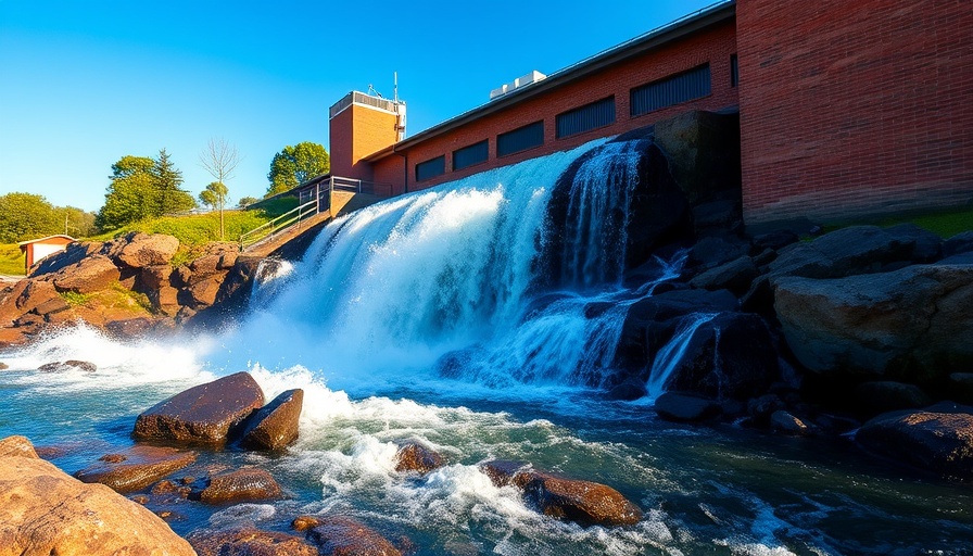 Waterfall beside hydropower facility illustrating U.S. hydropower sector opportunities.