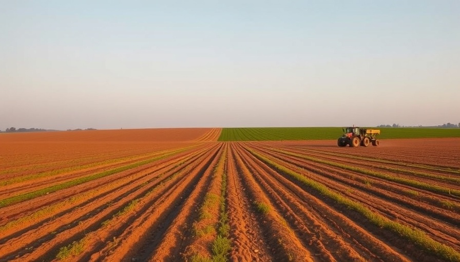 Expansive field in California with tractor, evening light.