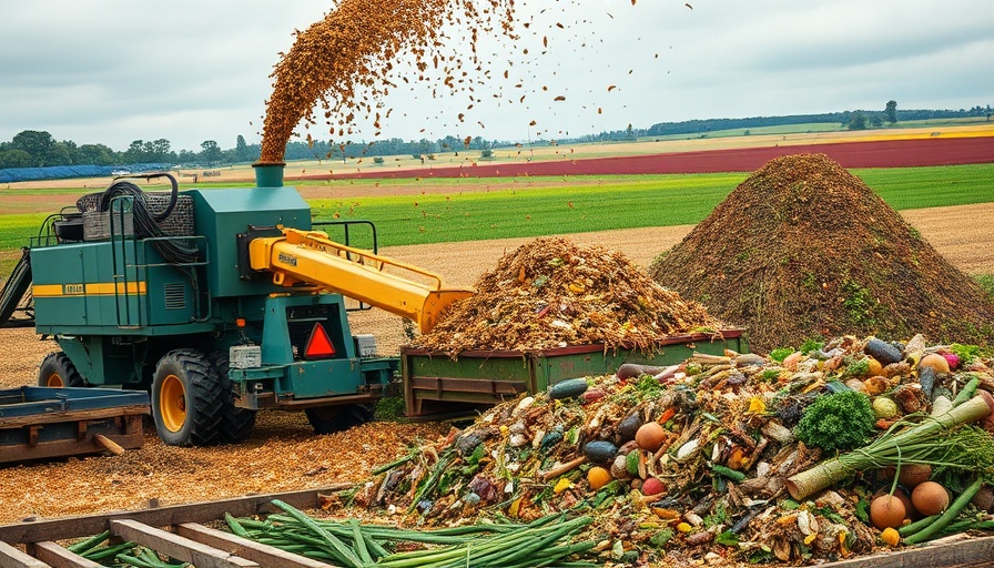 Machinery recycling food waste into compost at rural facility