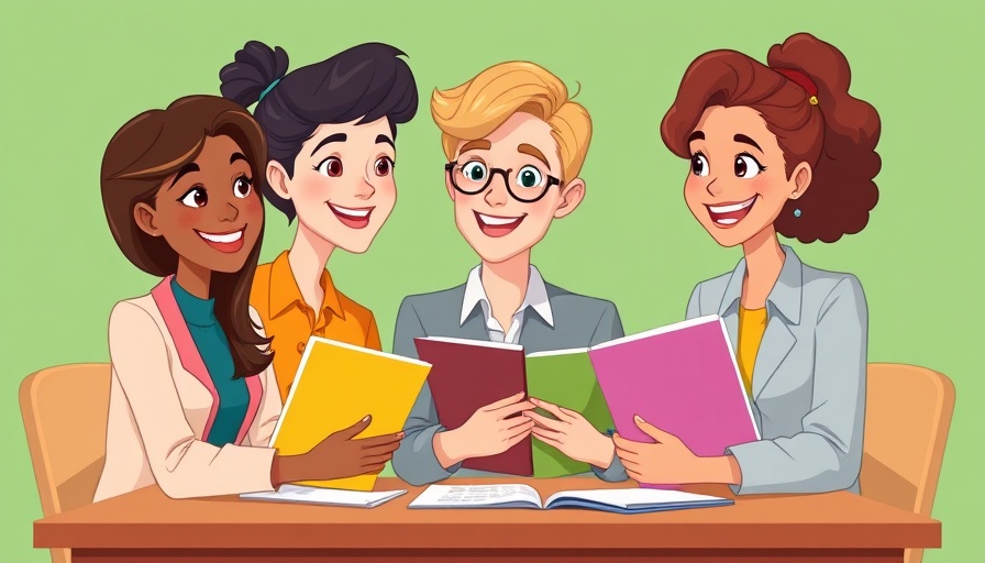 Diverse team discussing employee benefits in Brazil, cartoon style.