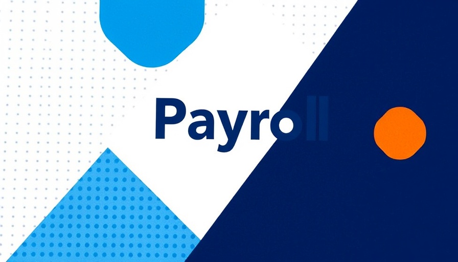 Payroll in Spain graphic with abstract shapes and text.