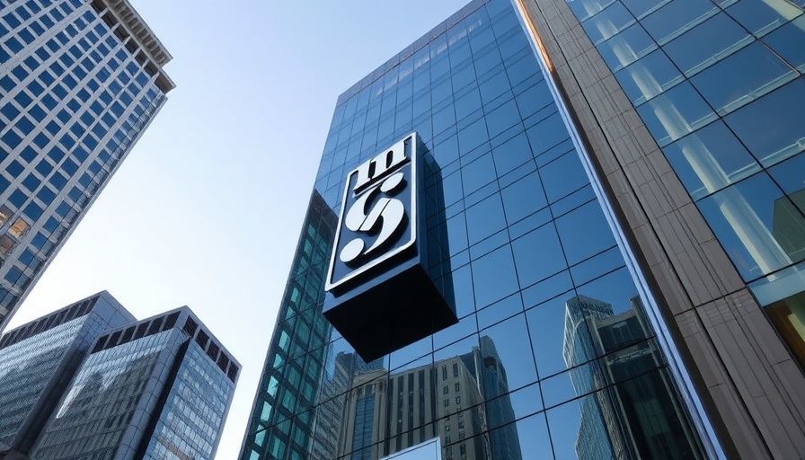 AI-Powered Beauty: Corporate logo on glass building reflecting sky.