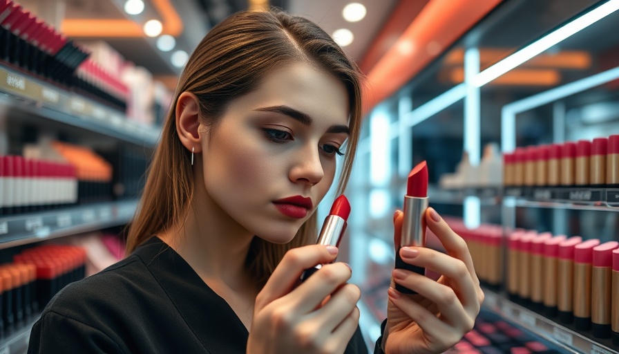 Young woman evaluating lipstick in a cosmetics store, Consumer Confidence vs Inflation