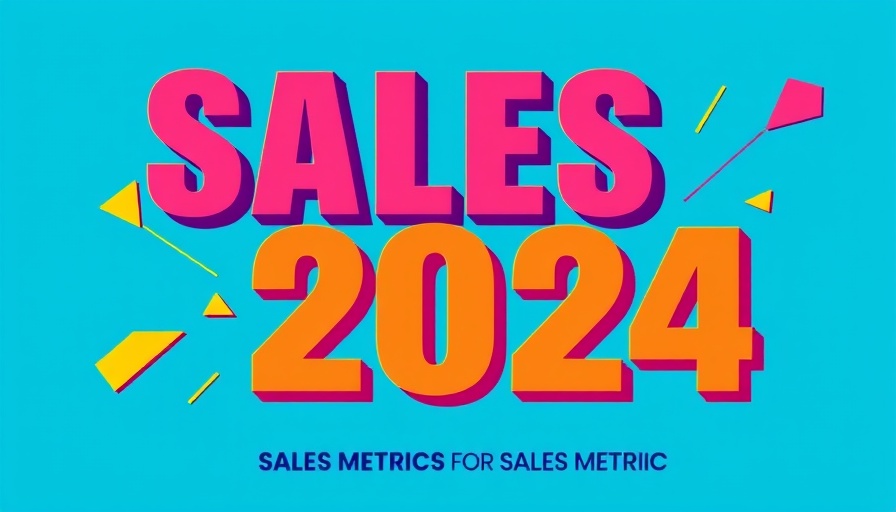 Prominent sales metrics graphic for 2024 with geometric shapes.